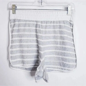 Bcbgeneretion Shorts Scallop Detail Heathered Gray White Elastic Waist